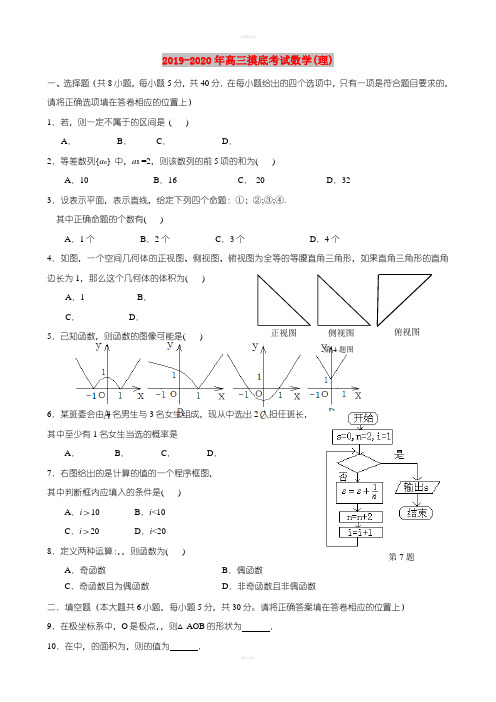2019-2020年高三摸底考试数学(理)
