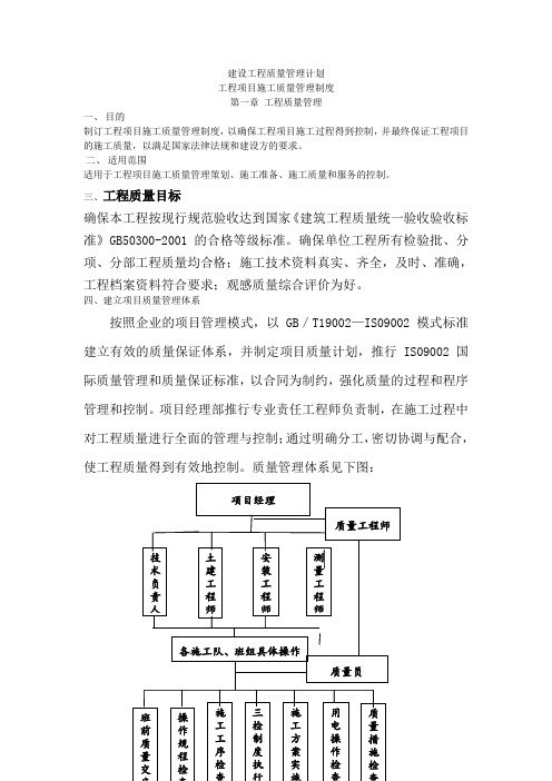 建设工程质量管理计划