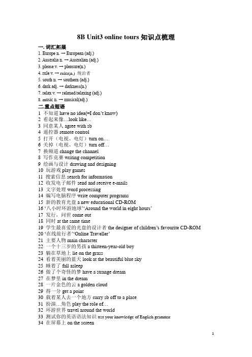 [译林版]8B Unit3 online tours知识点梳理
