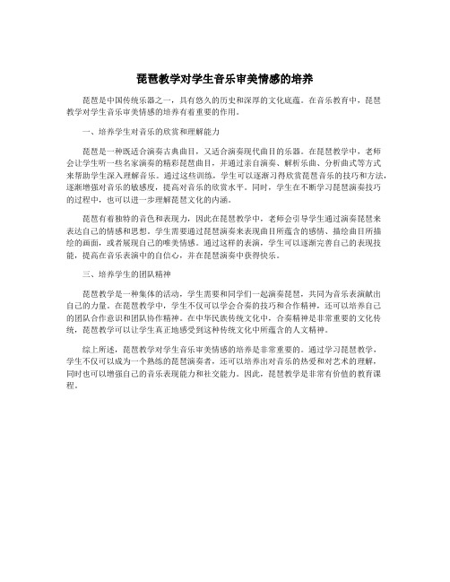 琵琶教学对学生音乐审美情感的培养