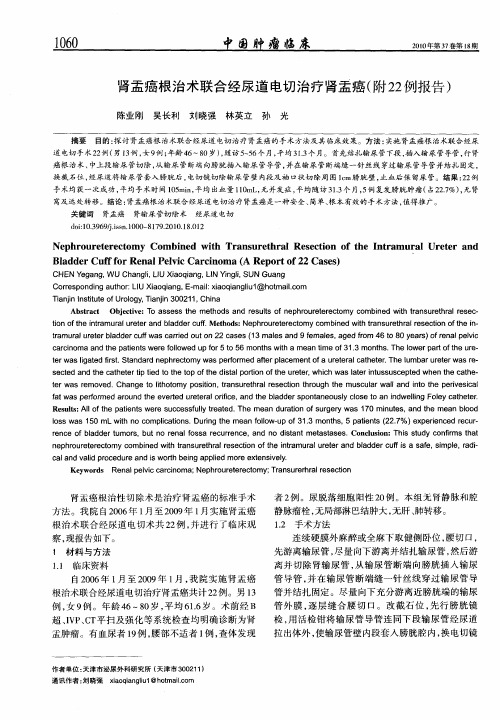 肾盂癌根治术联合经尿道电切治疗肾盂癌(附22例报告)