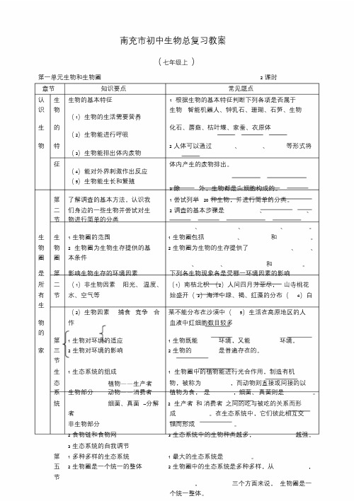 初中生物总复习教案及学案.doc