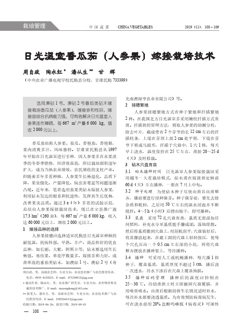 日光温室香瓜茄(人参果)嫁接栽培技术