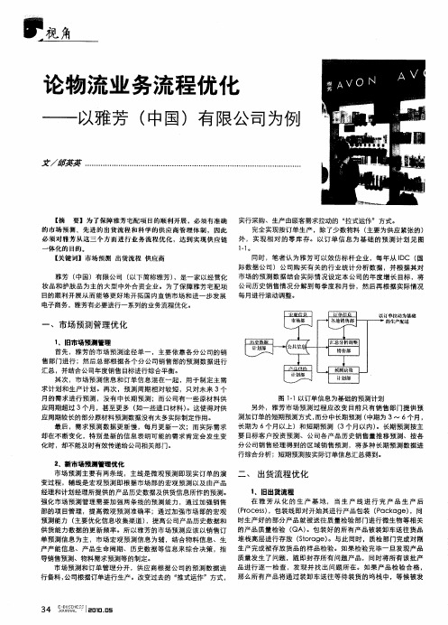 念物流业务流程优化——以雅芳(中国)有限公司为例