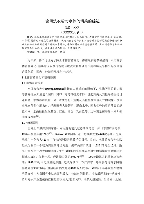 含磷洗衣粉对水体的污染的综述