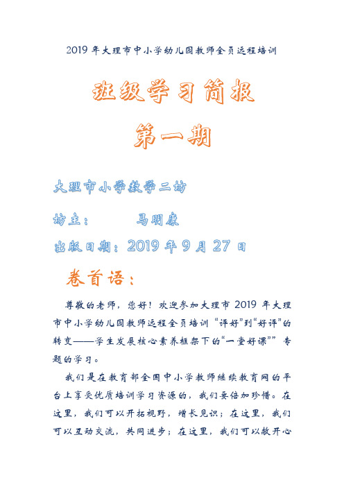 2019年大理市中小学幼儿园教师全员远程培训