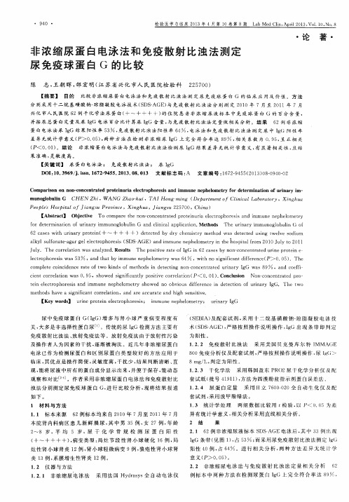 非浓缩尿蛋白电泳法和免疫散射比浊法测定尿免疫球蛋白G的比较
