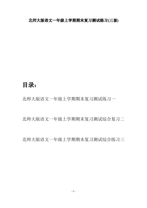 北师大版语文一年级上学期期末复习测试练习(三套)