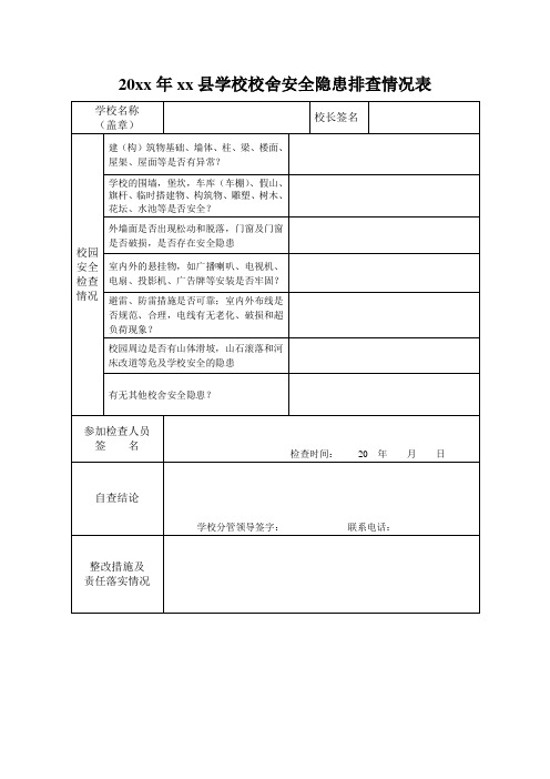 校舍安隐患全排查登记表