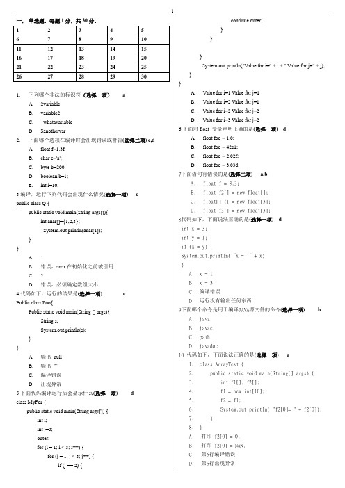JAVA考试1