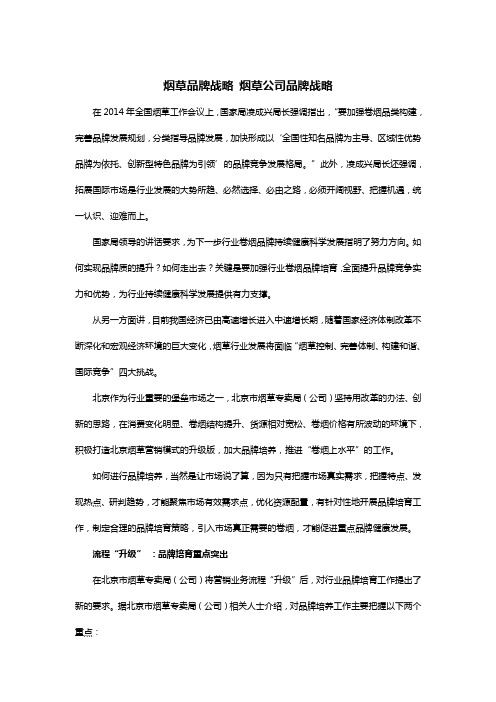 烟草品牌战略 烟草公司品牌战略