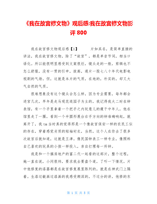 《我在故宫修文物》观后感 我在故宫修文物影评800