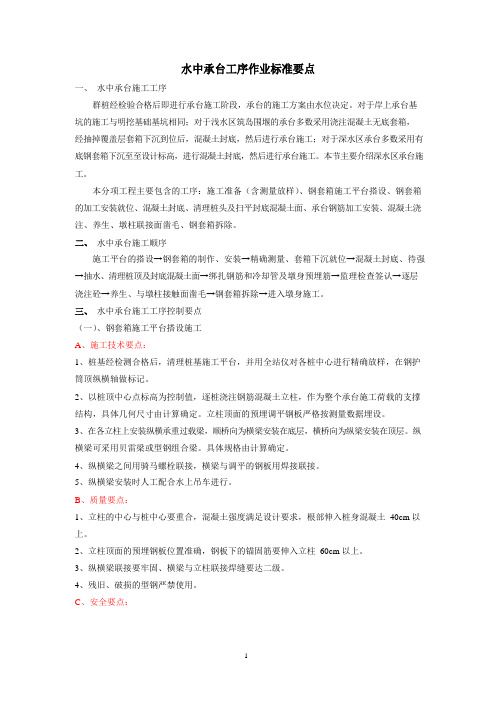 水中承台工序作业标准要点