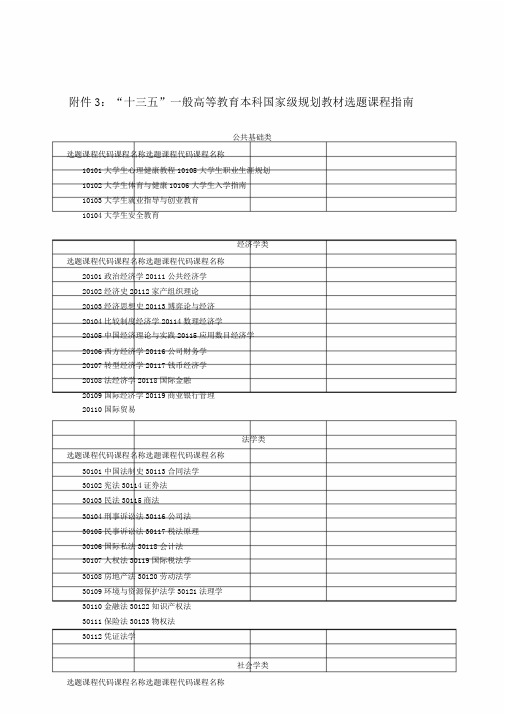 十三五普通高等学习教育本科国家级规划教材选题课程