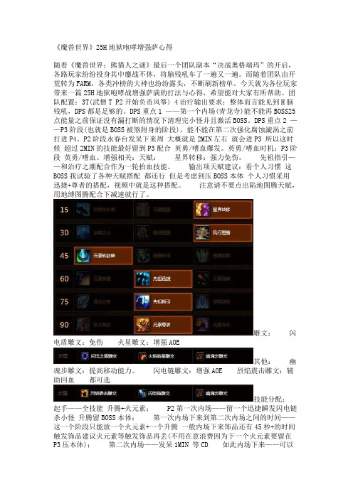 《魔兽世界》25H地狱咆哮增强萨心得