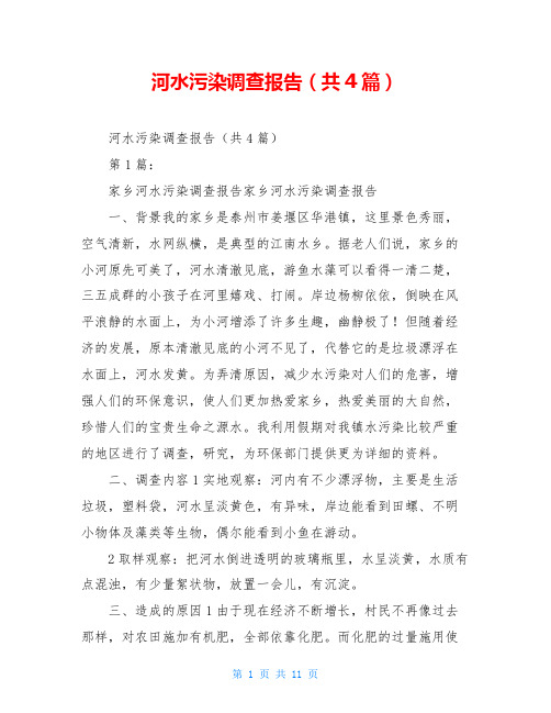 河水污染调查报告(共4篇)