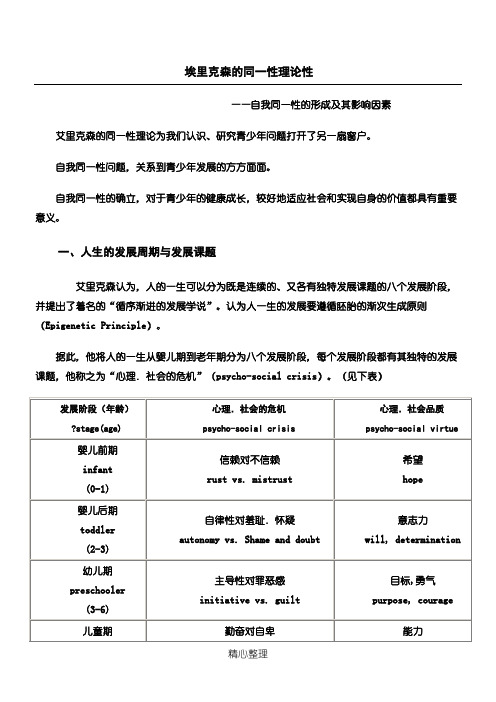 埃里克森的同一性理论性