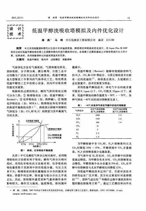 低温甲醇洗吸收塔模拟及内件优化设计