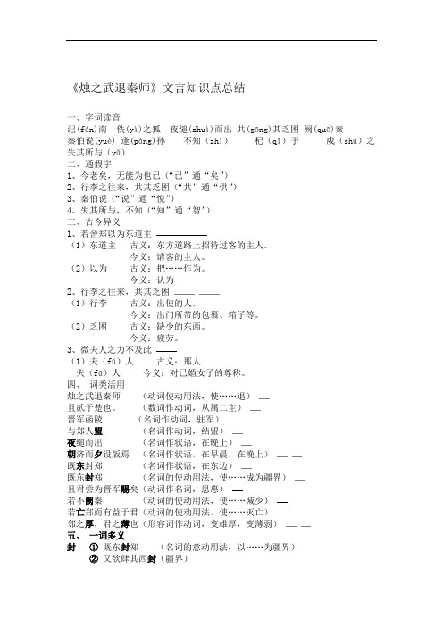 完整版烛之武退秦师文言知识点总结