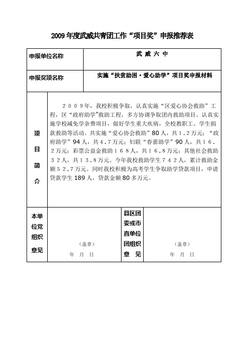 2009年度武威共青团工作1