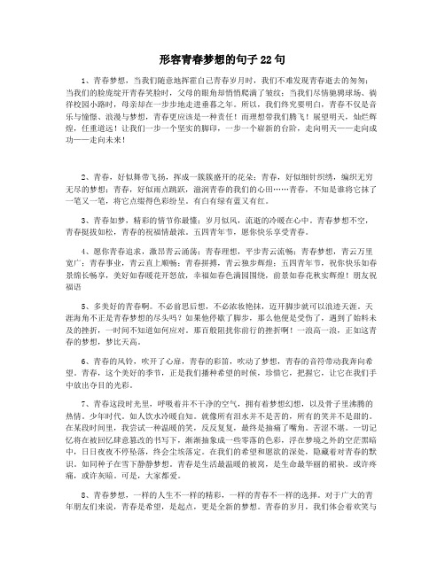 形容青春梦想的句子22句