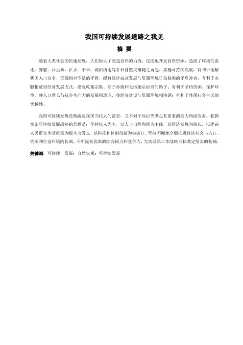 自然辩证法概论结课论文——中国可持续发展道路之我见