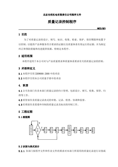 QP02 质量记录控制程序