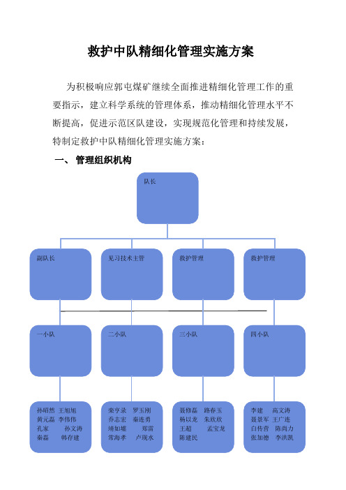救护中队精细化管理实施方案