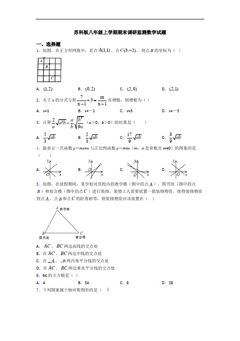 苏科版八年级上学期期末调研监测数学试题