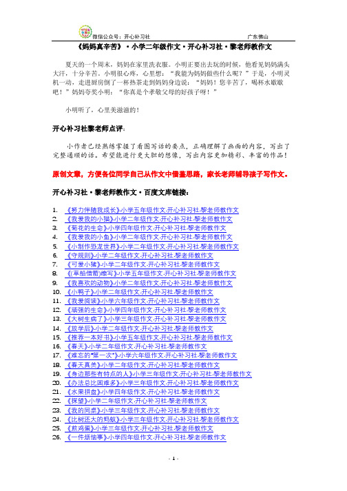 《妈妈真辛苦》·小学二年级作文·开心补习社·黎老师教作文