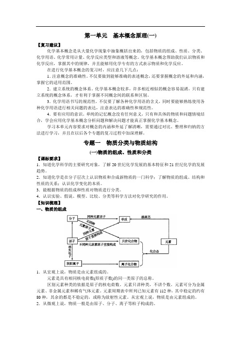 高三化学 新教材 新理念 新设计总复习指导(理科)第一单元 基本概念原理(一)