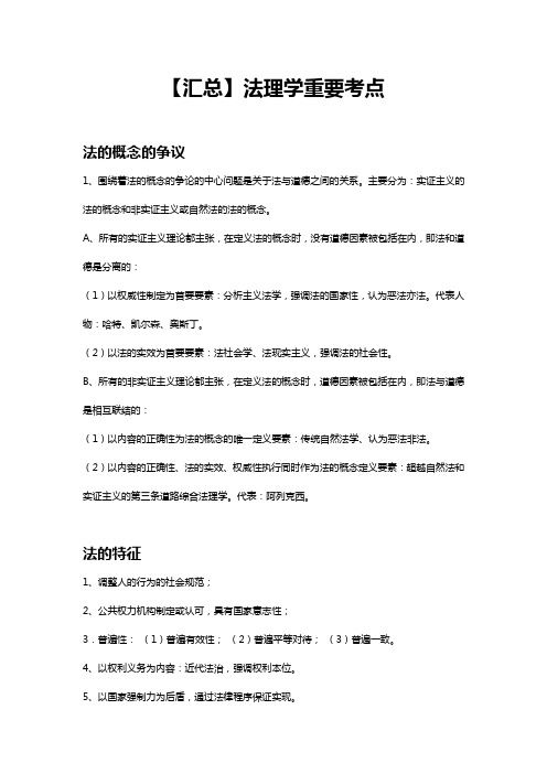 司法考试法理学精华考点汇总整理