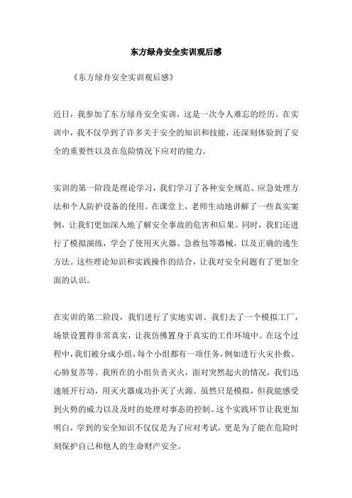 东方绿舟安全实训观后感