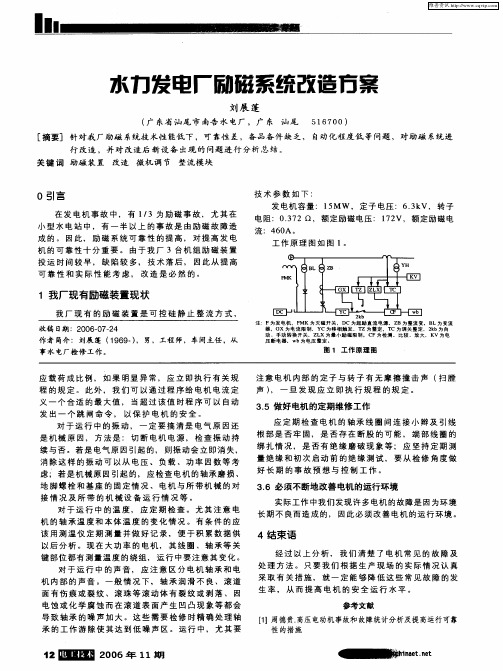 水力发电厂励磁系统改造方案