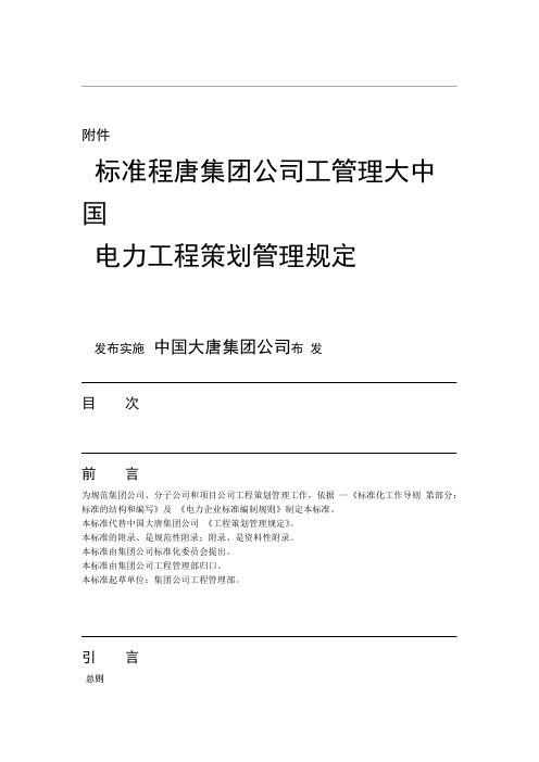 中国大唐集团公司电力工程策划管理规定