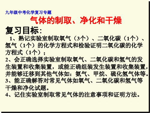  气体制取、净化和干燥 中考化学复习课件