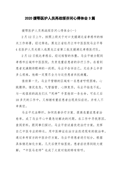 2020援鄂医护人员再战绥芬河心得体会3篇