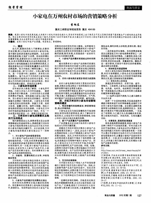 小家电在万州农村市场的营销策略分析