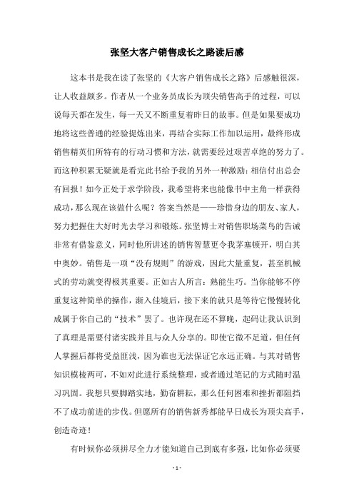 张坚大客户销售成长之路读后感