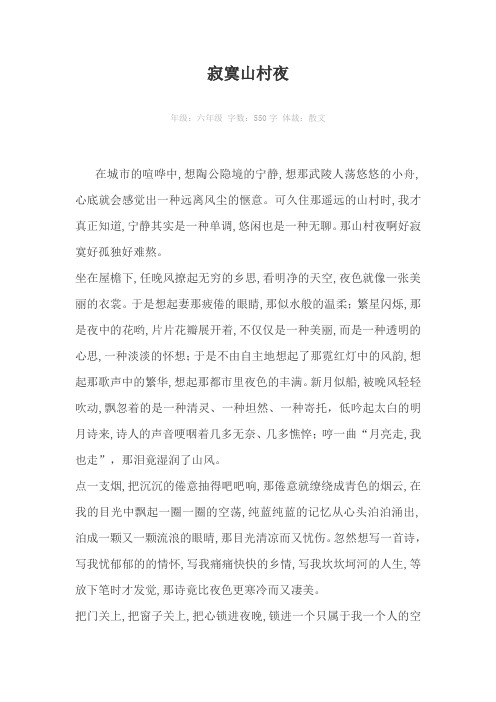 寂寞山村夜550字作文