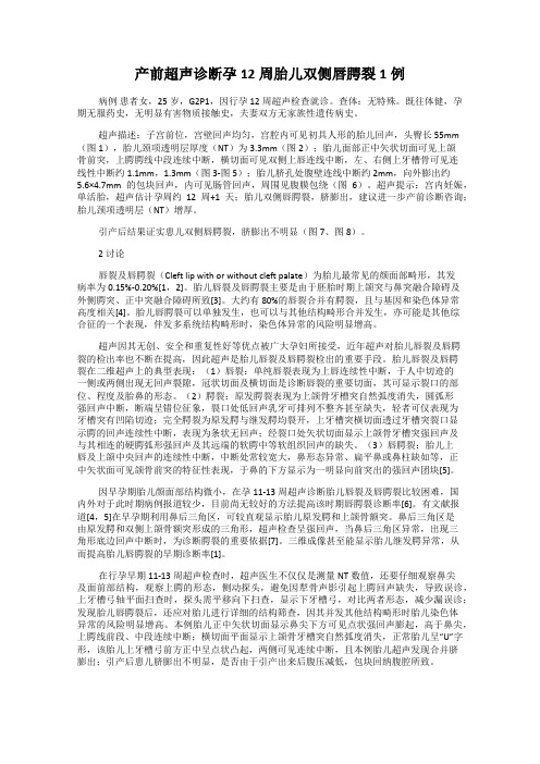 产前超声诊断孕12周胎儿双侧唇腭裂1例