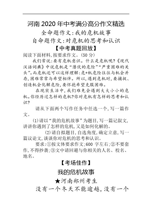 我的危机故事(没有一个冬天不能逾越) 河南2020年中考作文