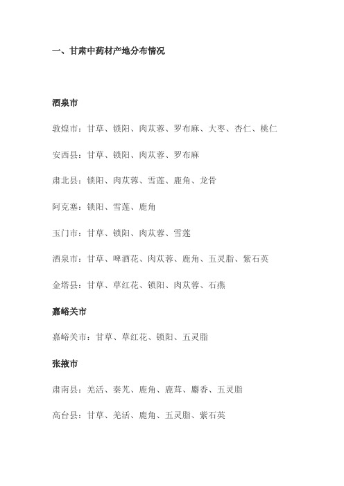 甘肃药材分布情况.