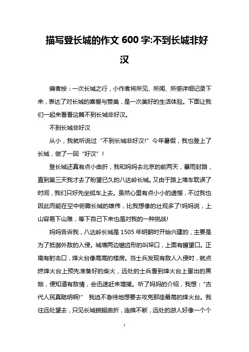 描写登长城的作文600字-不到长城非好汉
