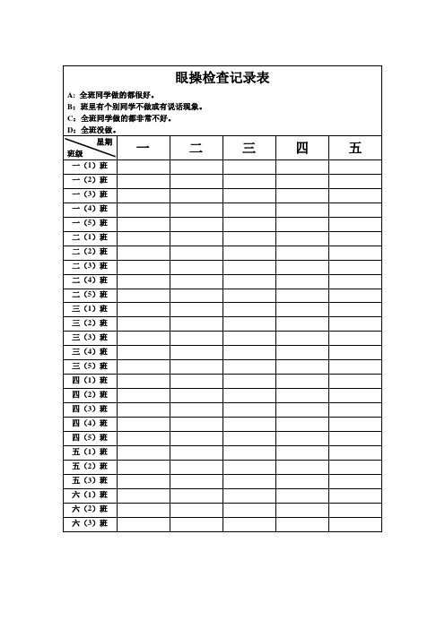 少先队大队部各项检查汇总表