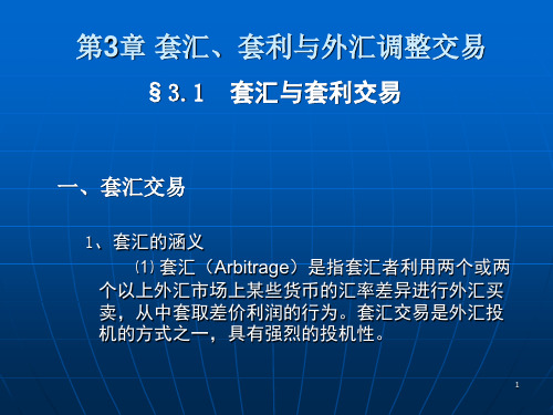 第3章 套汇、套利与外汇调整交易