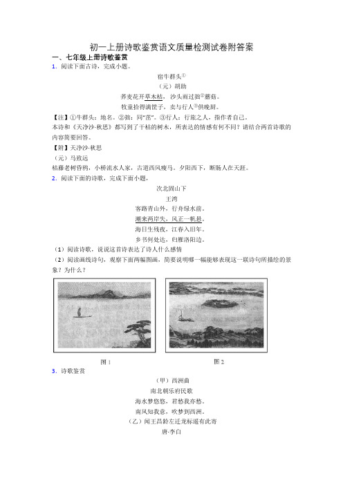 初一上册诗歌鉴赏语文质量检测试卷附答案