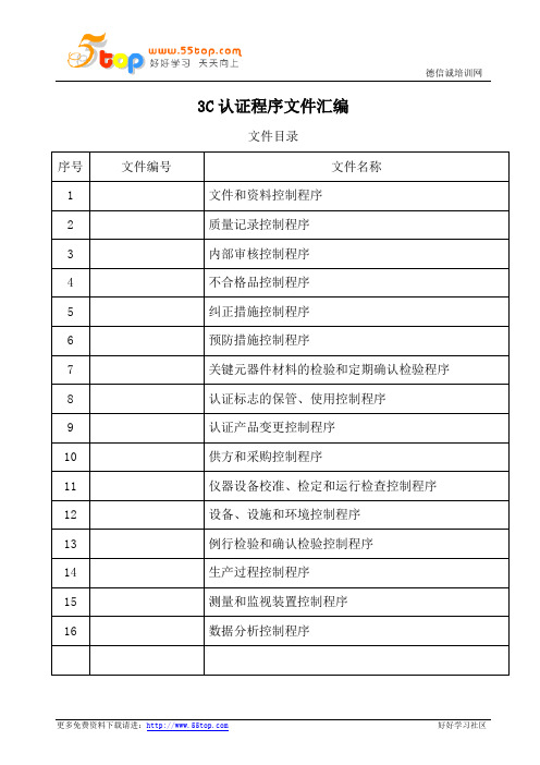 3C认证程序文件汇编