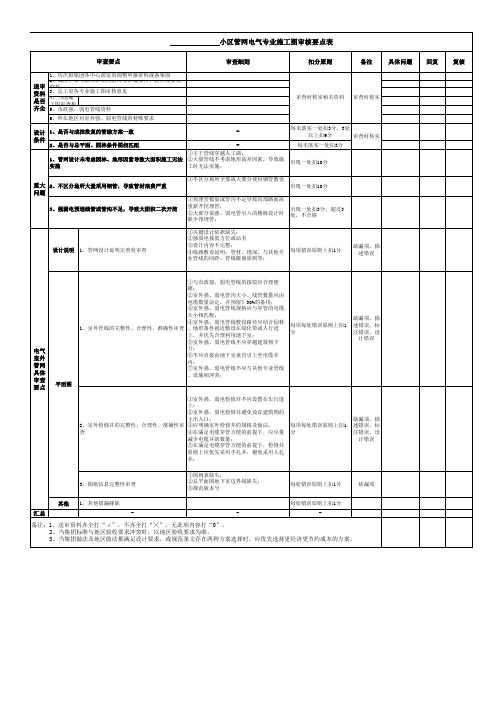 住宅小区室外管网施工图审查要点表-电气