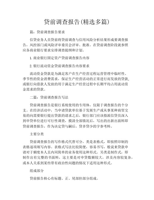 贷前调查报告(精选多篇)